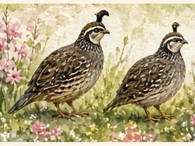 Illustration de deux cailles japonaises